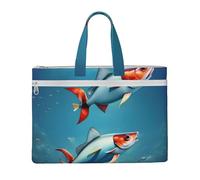 kurue Flying Fish in the Ocean Sac à main 26 x 38,1 cm 2 poches zippées Capacité généreuse pour dossiers - Idéal pour le travail et les voyages