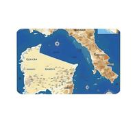 kurue Grand tapis de bain antidérapant à séchage rapide Motif carte de la Grèce Diatomée