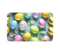 kurue Grand tapis de bain antidérapant à séchage rapide Motif diatomées Happy Easter Holiday