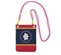 kurue Mississippi - Petit sac à bandoulière imprimé drapeau de l'État du Mississippi - Sac à bandoulière pour téléphone portable - Portefeuille avec sangle réglable pour femme, Fuchusia, Taille unique