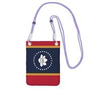 kurue Mississippi - Petit sac à bandoulière imprimé drapeau de l'État du Mississippi - Sac à bandoulière pour téléphone portable - Portefeuille avec sangle réglable pour femme, violet, Taille unique