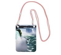 kurue Niagara - Petit sac à bandoulière imprimé automne - Sac à bandoulière pour téléphone portable - Portefeuille avec sangle réglable pour femme, rose, Taille unique