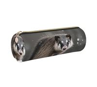 kurue Opossum In Snow Trousse à crayons en cuir avec fermeture éclair