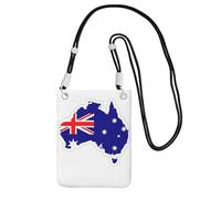 kurue Petit sac à bandoulière avec sangle réglable pour téléphone portable et carte du drapeau australien, noir, Taille unique