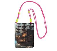 kurue Petit sac à bandoulière fantaisie avec imprimé bateau pirate pour téléphone portable, portefeuille avec sangle réglable pour femme, Fuchusia, Taille unique