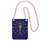 kurue Petit sac à bandoulière imprimé drapeau de l'État de l'Indiana, sac à bandoulière pour téléphone portable, portefeuille avec sangle réglable pour femme, rose, Taille unique