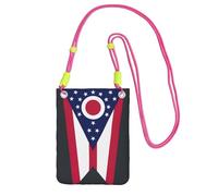 kurue Petit sac à bandoulière imprimé drapeau de l'État de l'Ohio, sac à bandoulière pour téléphone portable, porte-monnaie avec sangle réglable pour femme, Fuchusia, Taille unique