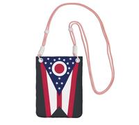 kurue Petit sac à bandoulière imprimé drapeau de l'État de l'Ohio, sac à bandoulière pour téléphone portable, porte-monnaie avec sangle réglable pour femme, rose, Taille unique