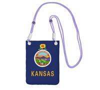 kurue Petit sac à bandoulière imprimé drapeau de l'État du Kansas, sac à bandoulière pour téléphone portable, porte-monnaie avec sangle réglable pour femme, violet, Taille unique