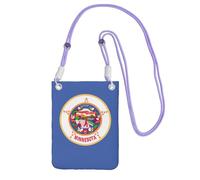 kurue Petit sac à bandoulière imprimé drapeau de l'État du Minnesota, sac à bandoulière pour téléphone portable, portefeuille avec sangle réglable pour femme, violet, Taille unique