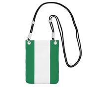 kurue Petit sac à bandoulière imprimé drapeau du Nigéria, sac à bandoulière pour téléphone portable, porte-monnaie avec sangle réglable pour femme, noir, Taille unique