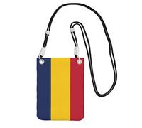 kurue Petit sac à bandoulière imprimé drapeau du Tchad, sac à bandoulière pour téléphone portable, porte-monnaie avec sangle réglable pour femme, noir, Taille unique