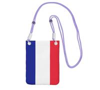 kurue Petit sac à bandoulière imprimé drapeau français avec sangle réglable pour téléphone portable pour femme, violet, Taille unique