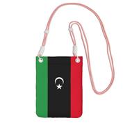 kurue Petit sac à bandoulière imprimé drapeau libyen, sac à bandoulière pour téléphone portable, portefeuille avec sangle réglable pour femme, rose, Taille unique