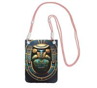 kurue Petit sac à bandoulière imprimé scarabée égyptien, sac à bandoulière pour téléphone portable, portefeuille avec sangle réglable pour femme, rose, Taille unique