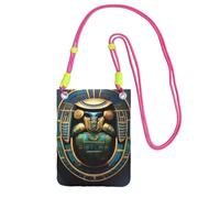 kurue Petit sac à bandoulière imprimé scarabée égyptien, sac à bandoulière pour téléphone portable, portefeuille avec sangle réglable pour femme, Fuchusia, Taille unique