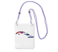 kurue Petit sac à bandoulière, sac à bandoulière pour téléphone portable, porte-monnaie avec sangle réglable pour femme avec drapeau cubain, violet, Taille unique
