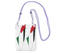 kurue Petit sac à bandoulière, sac à bandoulière pour téléphone portable, portefeuille avec sangle réglable pour femme avec drapeau de la Palestine, violet, Taille unique