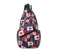 kurue Sac à dos avec de nombreux petits drapeaux canadiens pour homme et femme - Sac à dos antivol à bandoulière - Sac de poitrine pour la randonnée, les voyages
