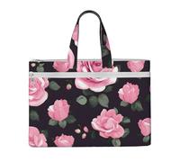 kurue Sac à main avec 2 poches à fermeture éclair pour dossiers Motif floral Rose 26 x 38 cm