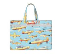 kurue Sac à main pour de nombreux petits avions de dessin animé 26 x 38,1 cm, 2 poches zippées, grande capacité pour les dossiers - Idéal pour les travaux manuels et les voyages