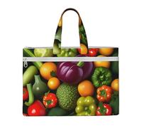 kurue Sac à main pour légumes et fruits 26,1 x 38,1 cm, 2 poches zippées, grande capacité pour les fichiers - Idéal pour le travail et les voyages, etc