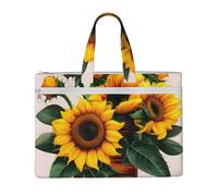 kurue Sac à main tournesol et rose 26 x 38,1 cm, 2 poches zippées, grande capacité pour dossiers - Idéal pour le travail et les voyages, etc