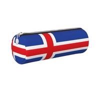 kurue Trousse à crayons en cuir avec motif drapeau de l'Islande - Jolie trousse de papeterie portable avec fermeture éclair