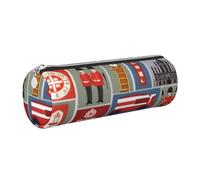 kurue Trousse à crayons en cuir avec symboles de l'Angleterre - Jolie trousse de papeterie portable avec fermeture éclair