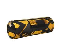 kurue Trousse à crayons en cuir jaune moutarde et noire, jolie trousse de papeterie, sac à cosmétiques portable, sac de rangement à fermeture éclair