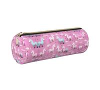 kurue Trousse à crayons en cuir rose avec motif de licornes - Jolie trousse à maquillage portable - Fermeture éclair