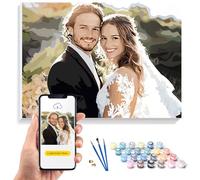 KURUMi 24/36/48 Couleurs - Kit de Peinture Numéro Adulte Personnalisé - Créez un Tableau à Peindre avec Numéro Unique à Partir de Votre Photo Préférée de Famille, Animal de Compagnie ou Être Cher