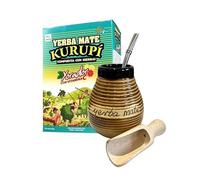 Kurupi Sabor Citrus Yerba Mate Service à thé complet avec boisson énergétique naturelle forte 500 g Booster d'énergie Kit pour débutant en céramique 300 ml Bombilla Pelle en bois Antiacide végétalien