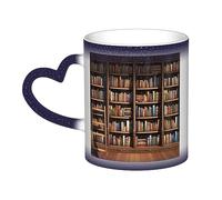 Kururi Bibliothèque Bibliothèque Impression Changement de Couleur Mug Nuit Étoilée Tasse Sensible à la Chaleur Tasse à Thé Magique Tasse à Café Tasse pour Femmes Filles Cadeau