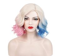 Kurze Rosa und Blaue Perücke, TOMIGO Perruque Courte Perruque Synthétique Bob Pour Femme Cosplay