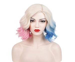 Kurze Rosa und Blaue Perücke, TOMIGO Perruque Courte Perruque Synthétique Bob Pour Femme Cosplay