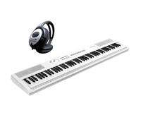 Kurzweil KAS1-WH Piano de stage, blanc, 88 touches, avec casque Keepdrum