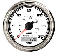 KUS Compteur De Vitesse Compteur De Kilomètre Compteur 30Knots Pour Boat Yachts 85mm 12V/24V (Blanc)