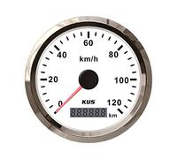 KUS Compteur De Vitesse Compteur De Vitesse GPS Etanche 120KM/H Avec Rétroéclairage Pour Auto 85mm (Blanc)