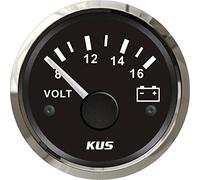 KUS étanche Voltmètre Jauge de tension 12V/8-16V 52mm avec rétroéclairage