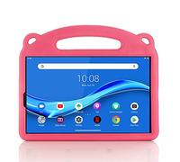 KUSEZJK Coque Compatible Lenovo Tab K10 TB-X6C6F TB-X6C6X 10.3", Étui Kids Tablette Housse de Protection EVA Antichoc avec Poignée Portable, Petit Ours (Rose Rouge)