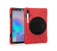 KUSEZJK Coque pour Galaxy Tab S6 10.5 T860 T865 T867, Antichoc Armure Robuste Étui avec Support Rotatif à 360 Degrés, Dragonne et Porte-Stylet, TPU + PC Housse pour Galaxy Tab S6 10.5" (Rouge)