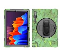 KUSEZJK Coque pour Galaxy Tab S7 Plus 12.4 T970 T975, Antichoc Armure Robuste Étui avec Support Rotatif à 360 Degrés, Dragonne et Porte-Stylet, TPU + PC Housse pour Galaxy Tab S7 Plus 12.4 T970 T975