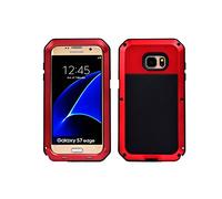 KUSEZJK Coque Samsung Galaxy S7 Edge, Antichoc Robuste Outdoor Heavy Duty Housse imperméable en étanche Etui Métal Aluminium Case pour Samsung Galaxy S7 Edge Protecteur Cover (Rouge)