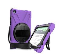 KUSEZJK Étui Compatible avec Amazon Fire 7 2019 & 2017, Coque de Protection Antichoc Robuste avec Béquille/Bandoulière de Main/Bandoulière (Mauve)