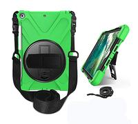 KUSEZJK Étui Compatible avec Apple iPad 9.7 2018 & 2017, Coque de Protection Antichoc Robuste avec Béquille/Bandoulière de Main/Bandoulière/Porte-Crayon (Vert)