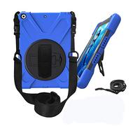 KUSEZJK Étui Compatible avec Apple iPad 9.7 2018 & 2017, Coque de Protection Antichoc Robuste avec Béquille/Bandoulière de Main/Bandoulière (Bleu)