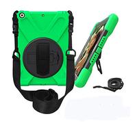 KUSEZJK Étui Compatible avec Apple iPad 9.7 2018 & 2017, Coque de Protection Antichoc Robuste avec Béquille/Bandoulière de Main/Bandoulière (Vert)