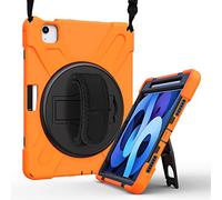 KUSEZJK Étui Compatible avec Apple iPad Air 4 10.9" 2020, Coque de Protection Antichoc Robuste avec Béquille/Bandoulière de Main/Bandoulière/Porte-Crayon (Orange)