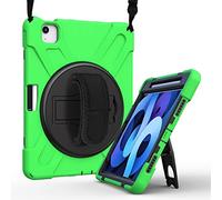 KUSEZJK Étui Compatible avec Apple iPad Air 4 10.9" 2020, Coque de Protection Antichoc Robuste avec Béquille/Bandoulière de Main/Bandoulière/Porte-Crayon (Vert)